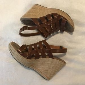 Mia Synthetic Leather Strappy Wedge